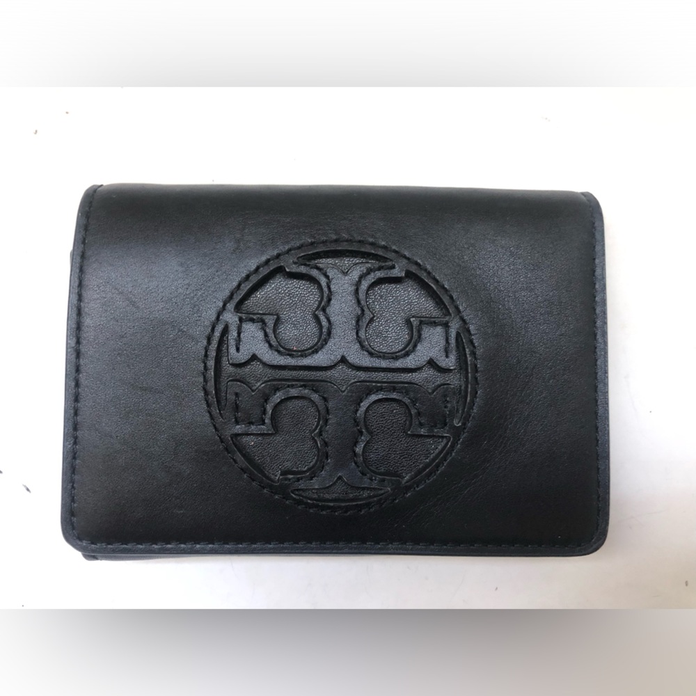 Tory Burch Leather Black trifold wallet